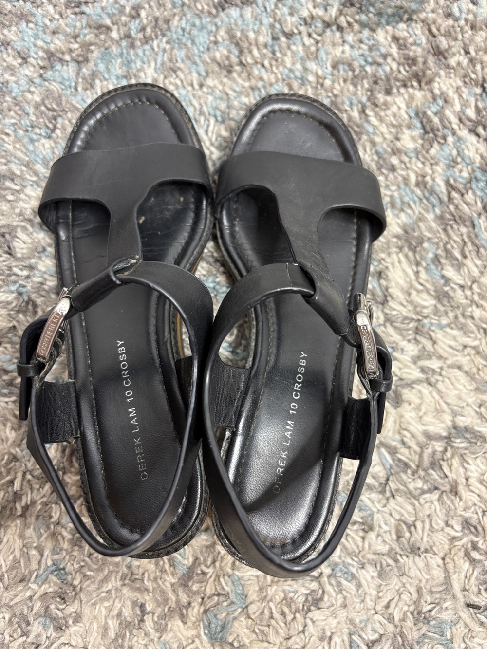 Derek Lam 10 Crosby Shoes Womens 10 Sandals T Strap Open Toe Wedge Classic - Picture 8 of 11